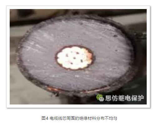 電纜線芯周圍的絕緣材料分布不均勻